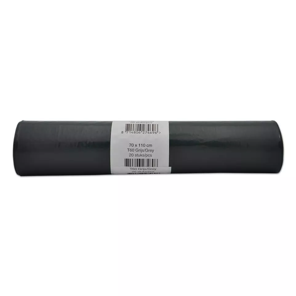 Carton de 10 x 20 sacs poubelle gris 70x100cm 60µ
