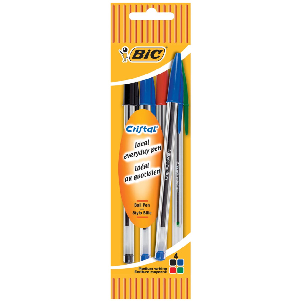 BIC 5 Stylos Bic Medium Cristal Classique Stylo Bleu 