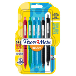 Paper Mate stylo bille InkJoy 300 RT, blister 4 + 2 gratuit