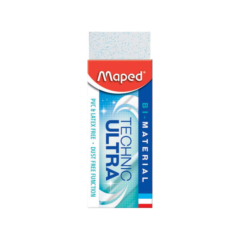 MAPED Gomma Technic Ultra Bimateriale – Dust Free, Senza PVC E Ftalati – Confezione Da 2 Pezzi Assortiti