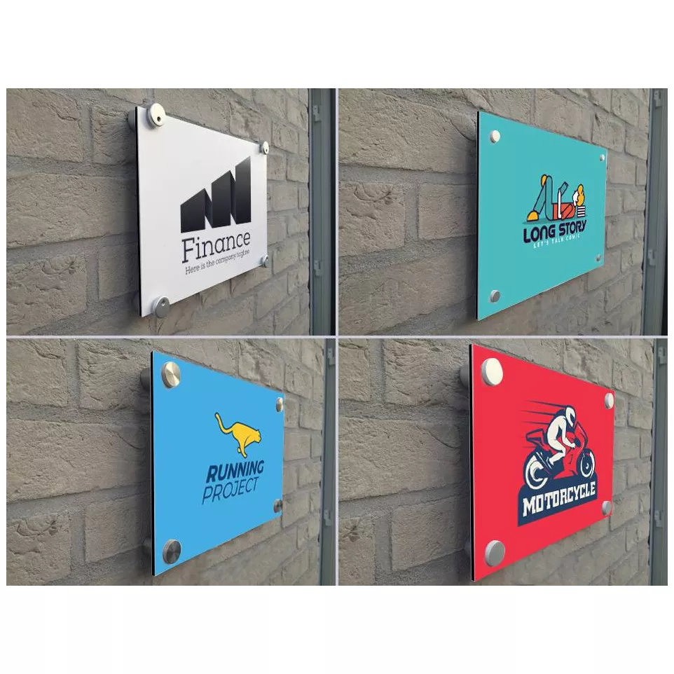 Signage with fixings