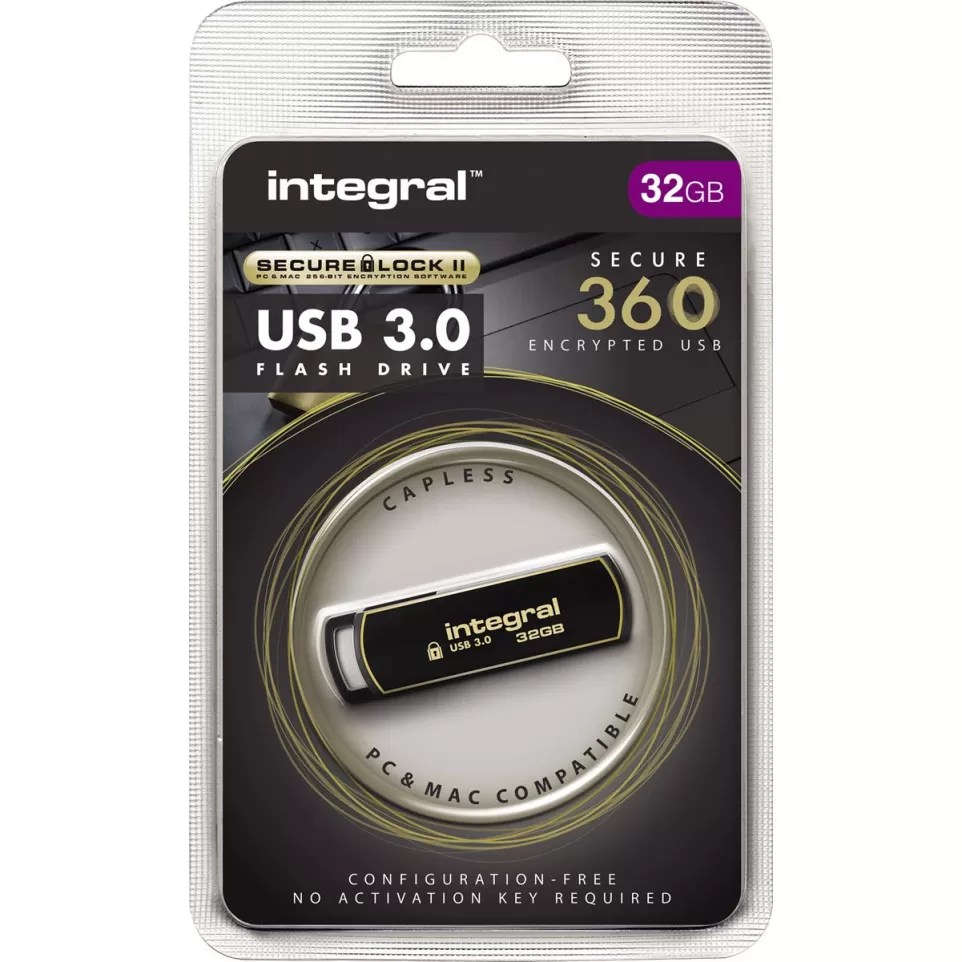 Integral 360 Secure USB 3.0 stick, 32 GB