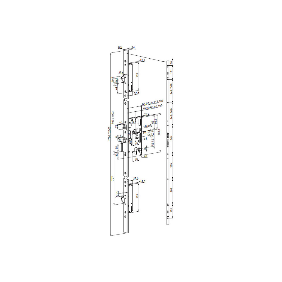 Serrure Multipoint Sol no de Modulable Abloy EL566 65 72 12 24 Vdc serrure-multipoint-sol-no-de-modulable-abloy-el566-65-72-12-24-vdc