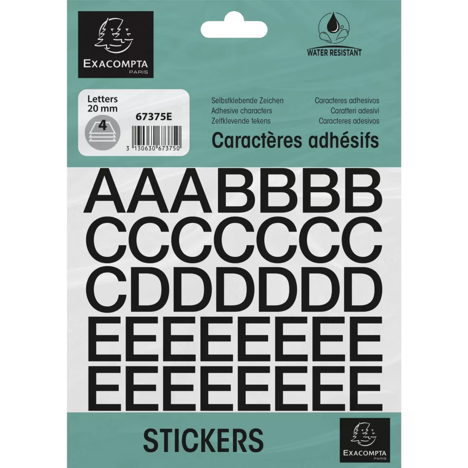 Pochette de lettres adhésives noires...