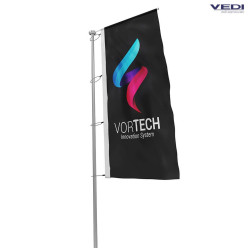 Double-sided flag for pole with bracket above