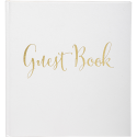Gastenboek 140p goud- 21x19cm Engels wit/ St.