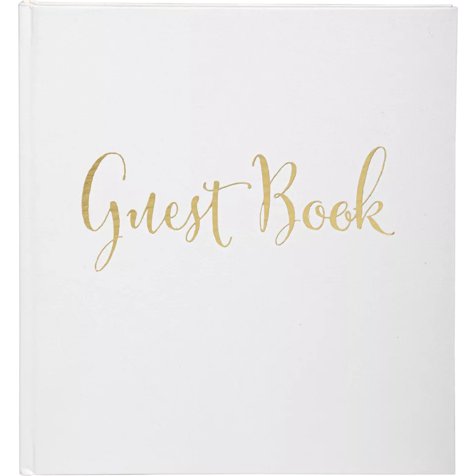 Gastenboek 140p goud- 21x19cm Engels...