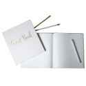 Gastenboek 140p goud- 21x19cm Engels wit/ St.