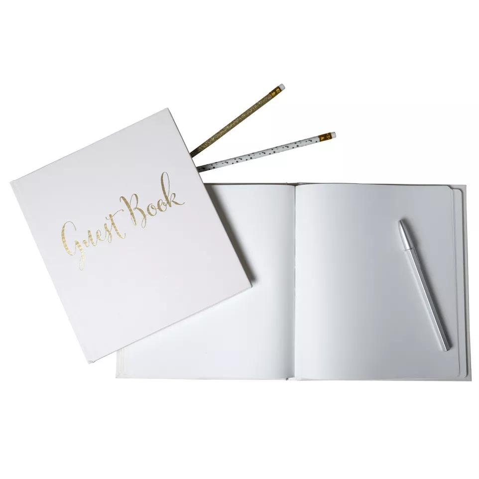 Gastenboek 140p goud- 21x19cm Engels...
