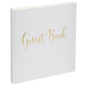 Gastenboek 140p goud- 21x19cm Engels wit/ St.
