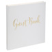 Gastenboek 140p goud- 21x19cm Engels wit/ St.