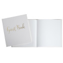 Gastenboek 140p goud- 21x19cm Engels wit/ St.