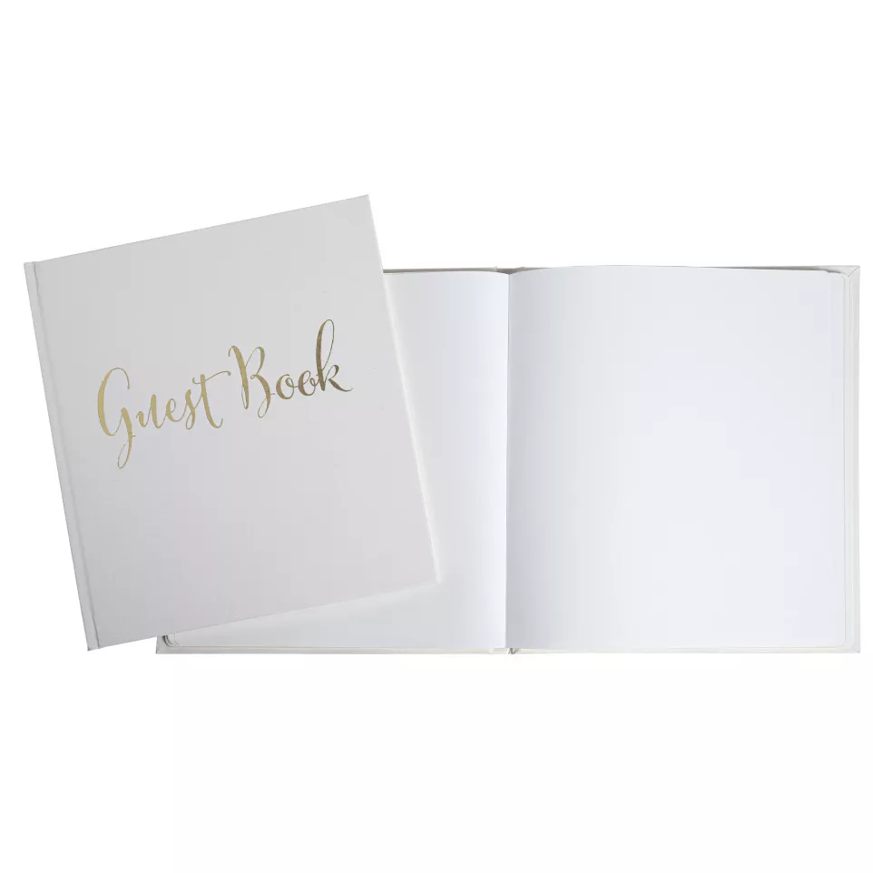 Gastenboek 140p goud- 21x19cm Engels...