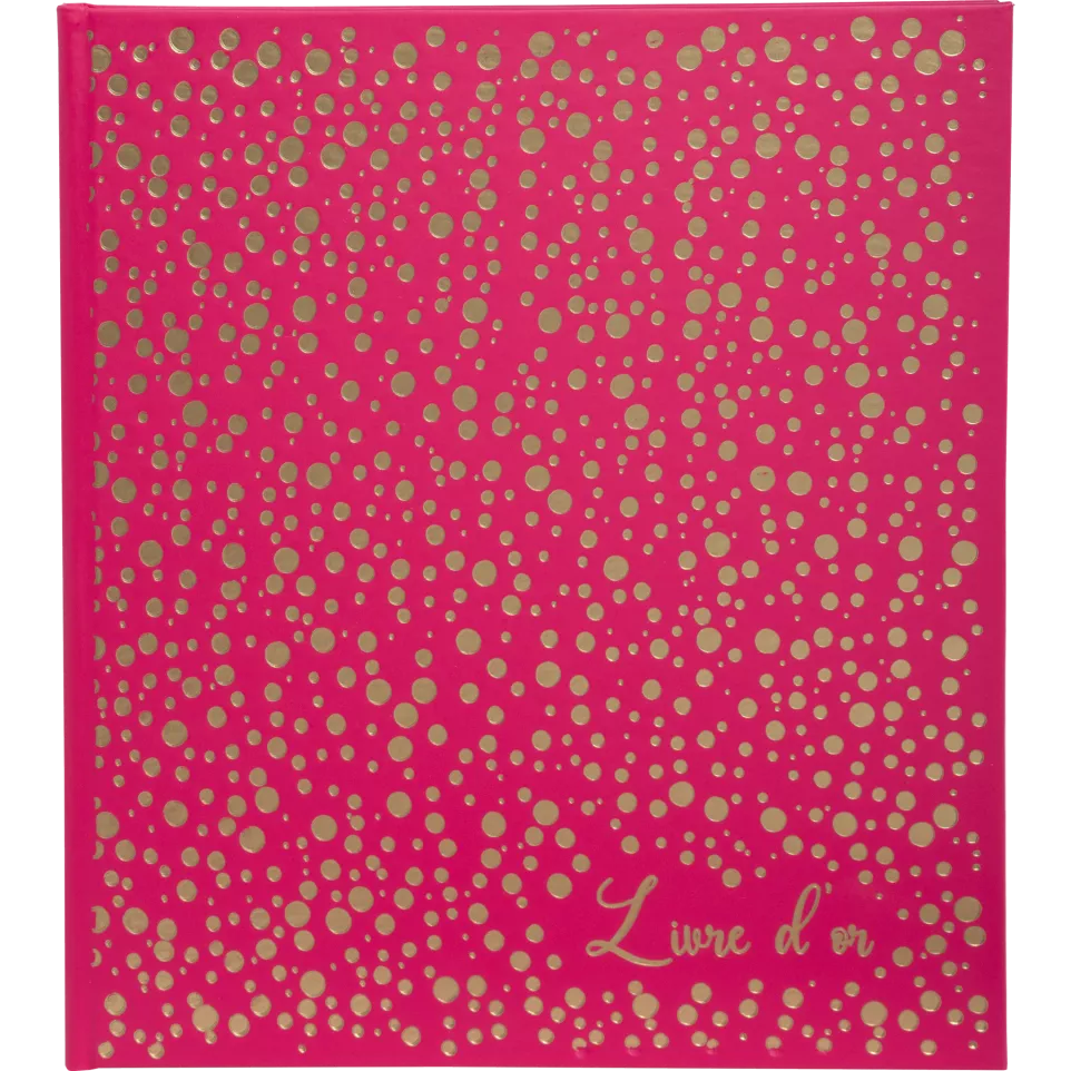 Gastenboek 140p goud- 21x19 Plum...
