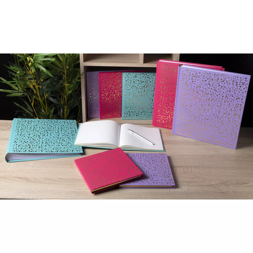 Gastenboek 140p goud- 21x19 Plum...