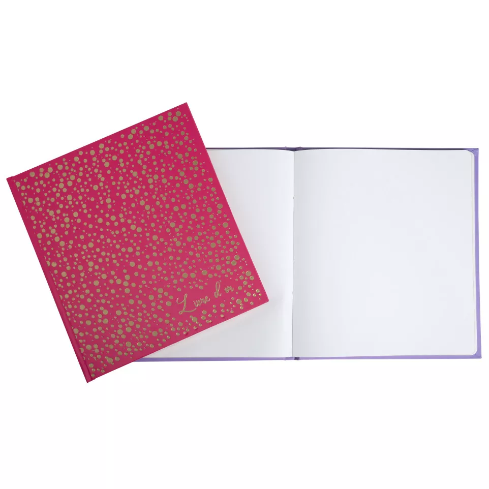 Gastenboek 140p goud- 21x19 Plum...