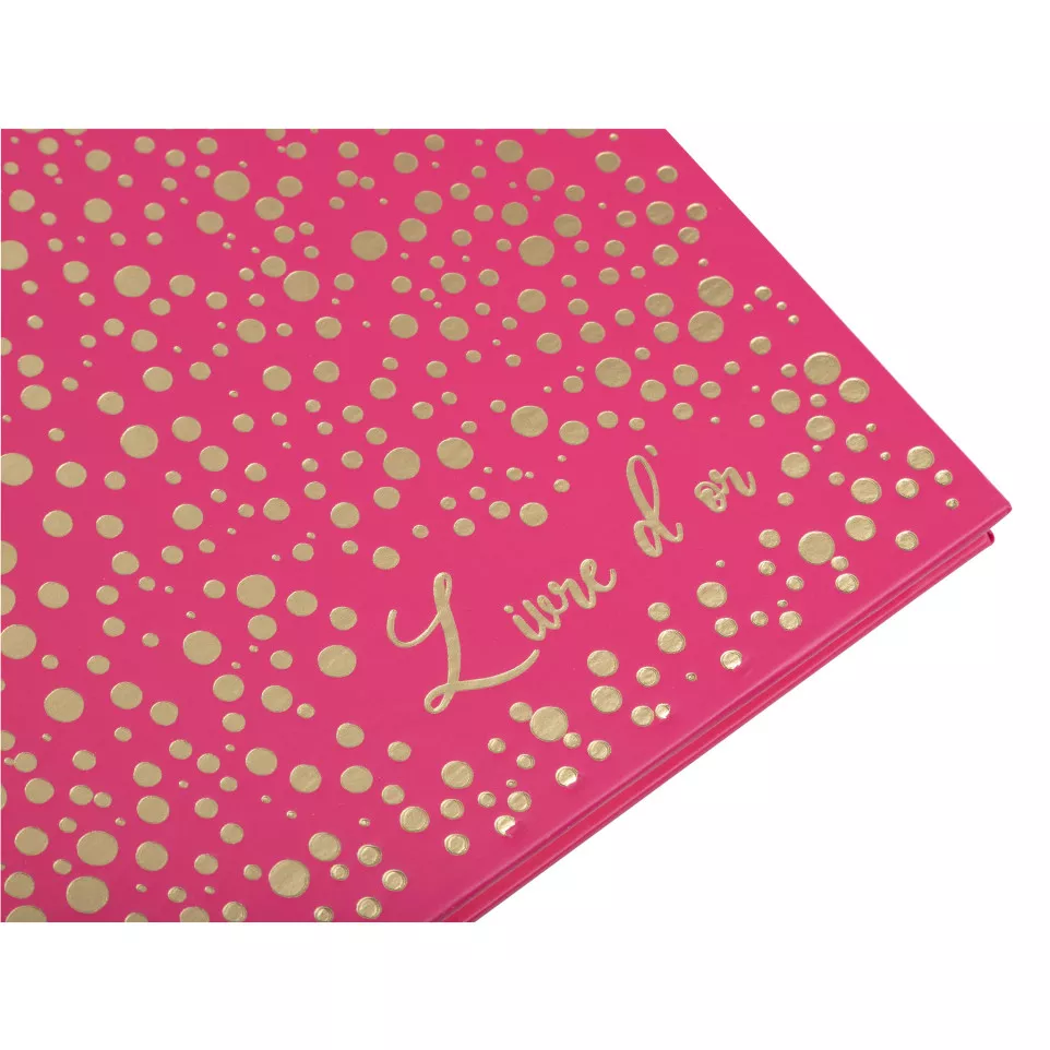 Gastenboek 140p goud- 21x19 Plum...