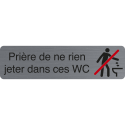 Sign adhesive aluminium effect Please do not throw anything into these toilets 16.5 x 4.4 cm/ Pc.