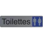 Sign adhesive aluminium effect Toilets men/women 16.5 x 4.4 cm/ Pc.
