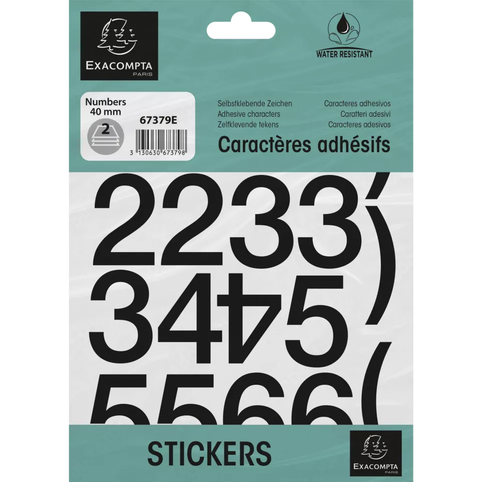 Pack of adhesive numbers 0-9 Black 40...
