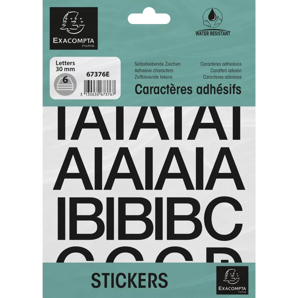 Pack of adhesive letters A-Z Black 30...