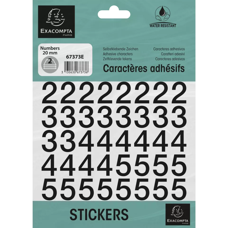 Pochette de chiffres adhésifs noirs...