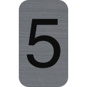 Plaque adhésive imitation Aluminium Chiffre 5 2,5x4,4 cm/ Pce