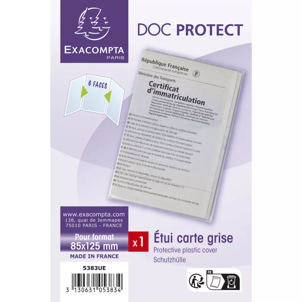 Etui de protection pour carte grise 3...