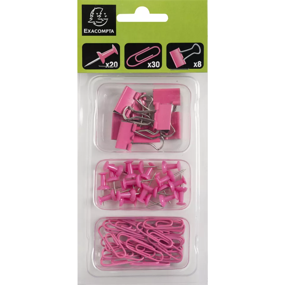 Kit 58 clips en pins Iderama roze-/ St.