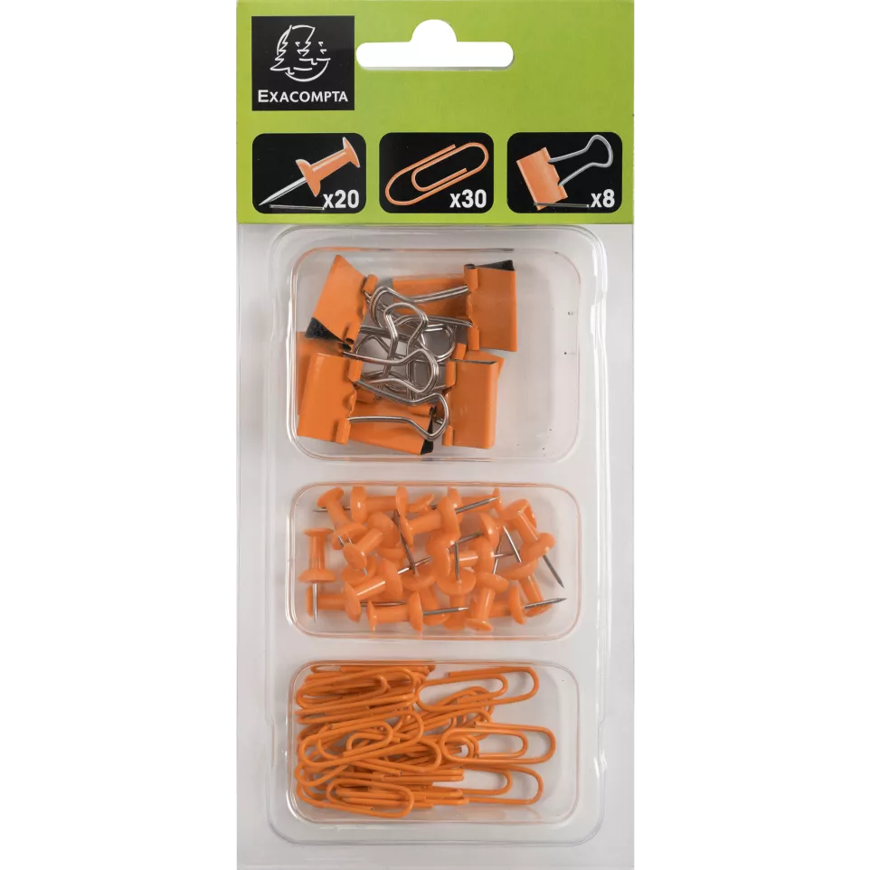 Kit 58 clips en pins Iderama oranje-/...