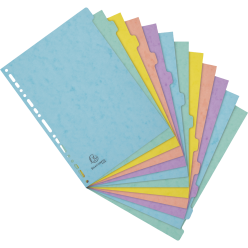 DIVIDERS A4 12P pressboard 400g AQUAREL/ Pc.