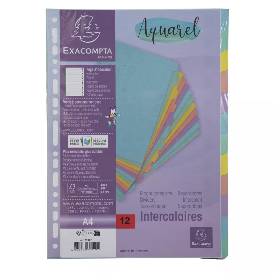 Intercalaires carte lustrée 400g/m2...
