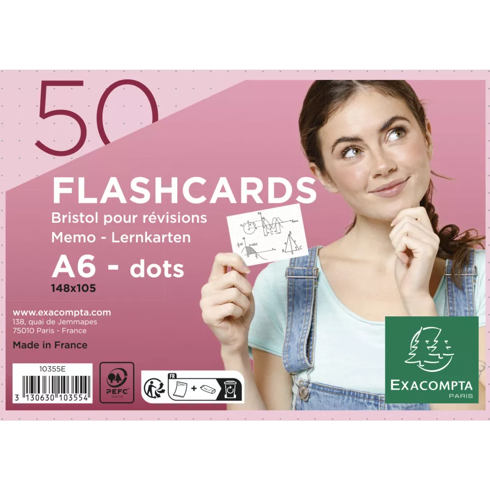 50 Flashcards Memo A6 punten roze-/ St.
