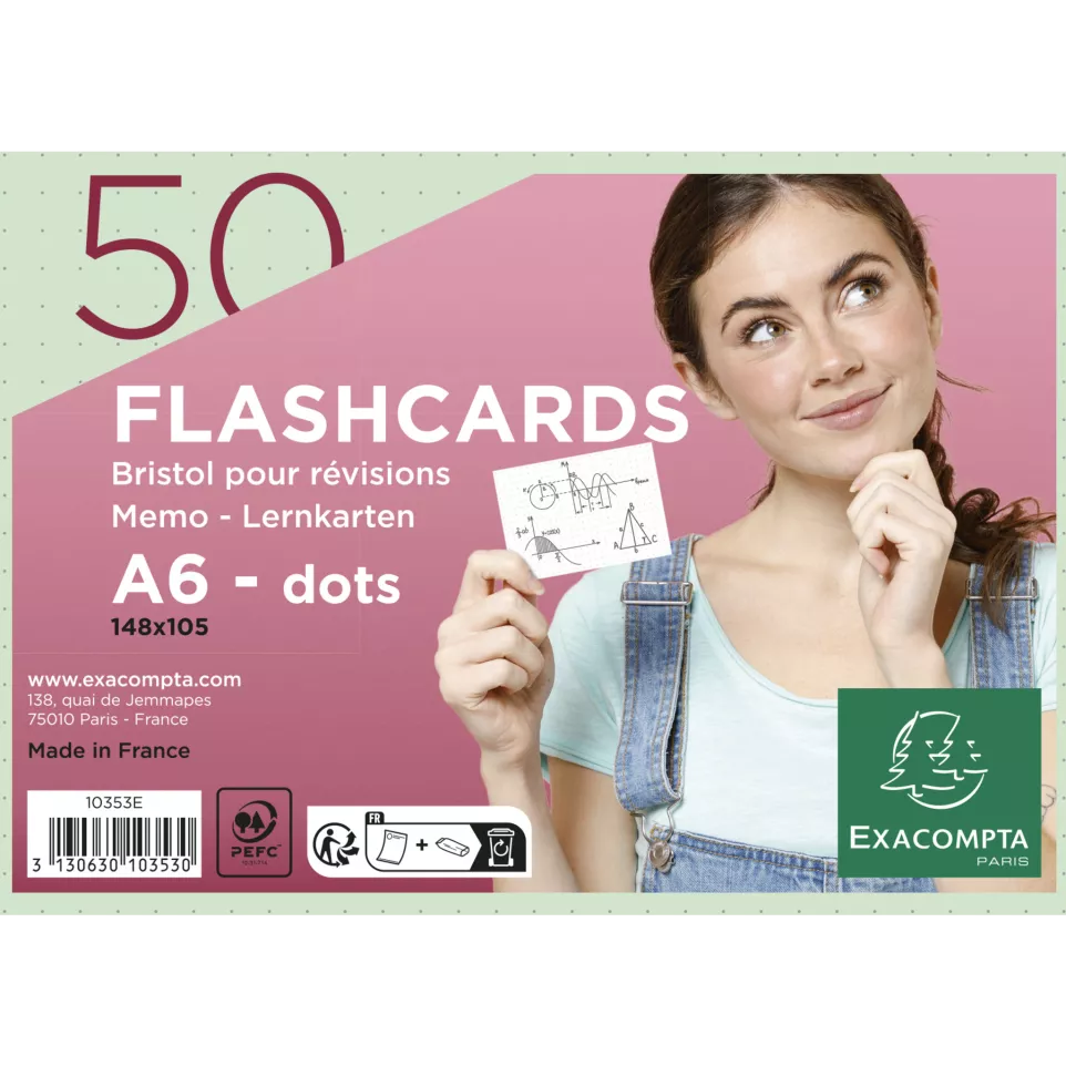 50 Flashcards Memo A6 punten groen-/ St.