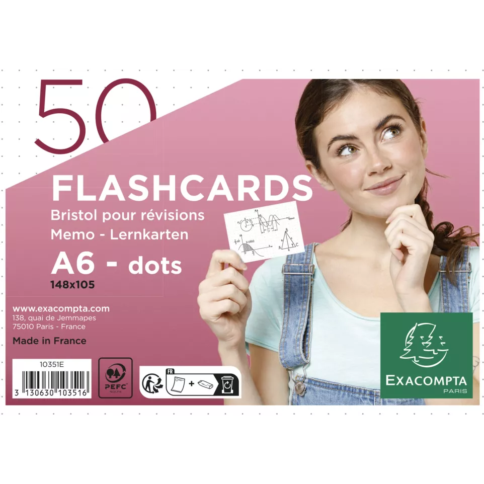 50 Flashcards Memo A6 punten wit-/ St.