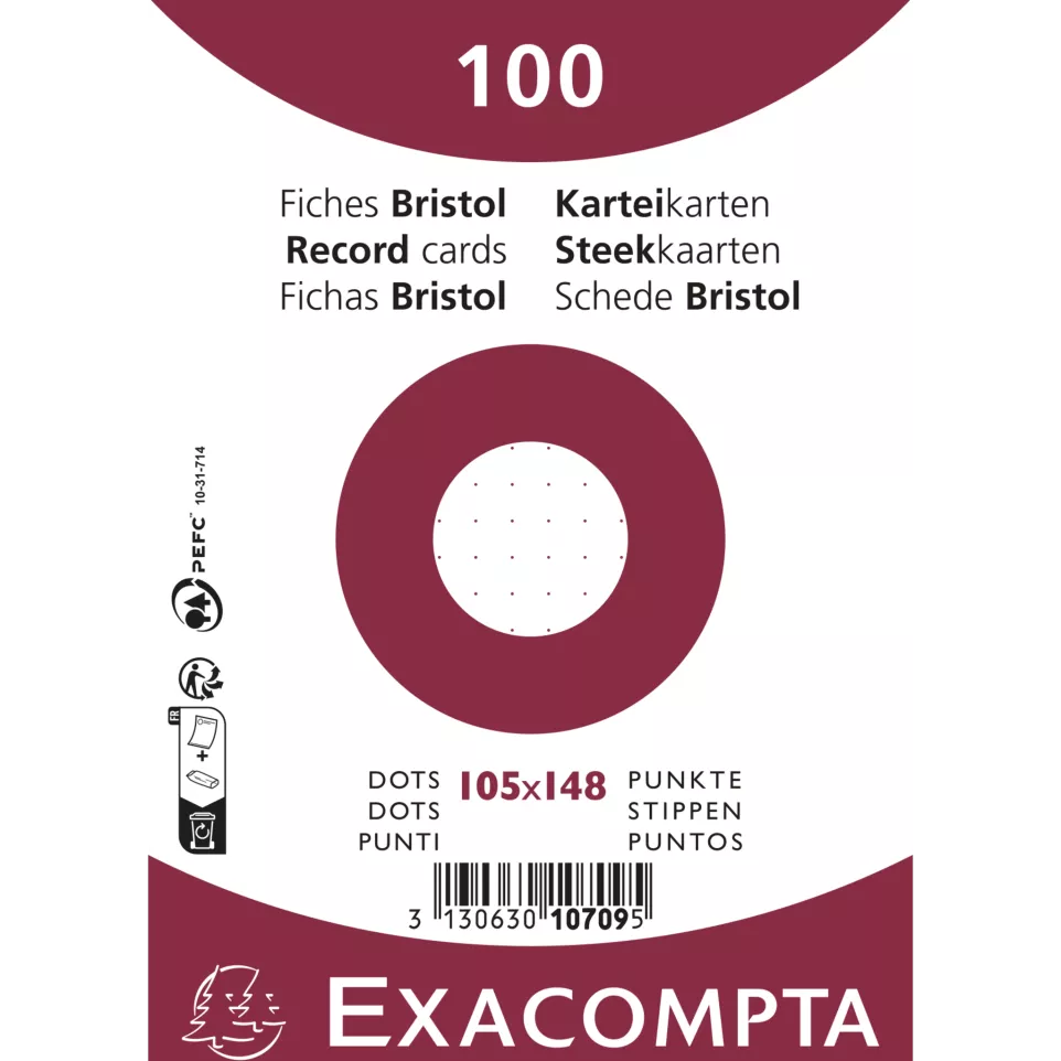 Paquet 100 fiches sous film - bristol...