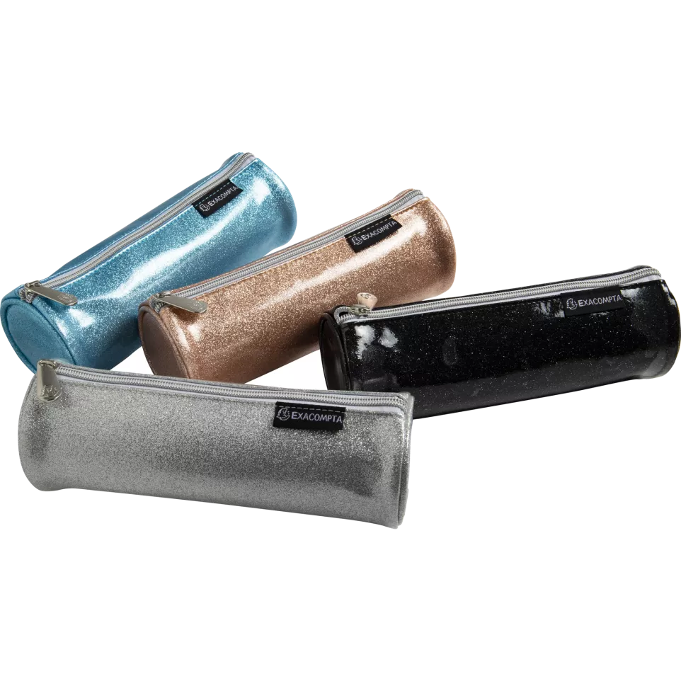 Pennenetui rond PU Glitter 4 kl ass-/...