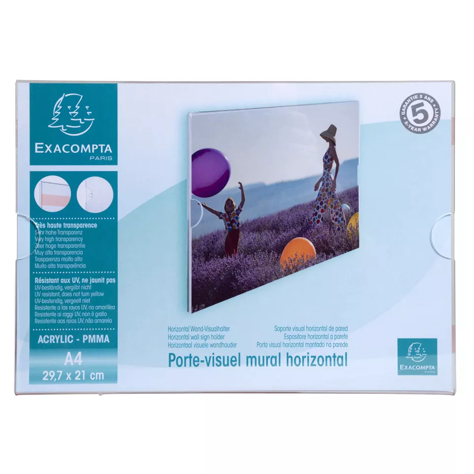 Porte-visuel mural horizontal A4/ Pce
