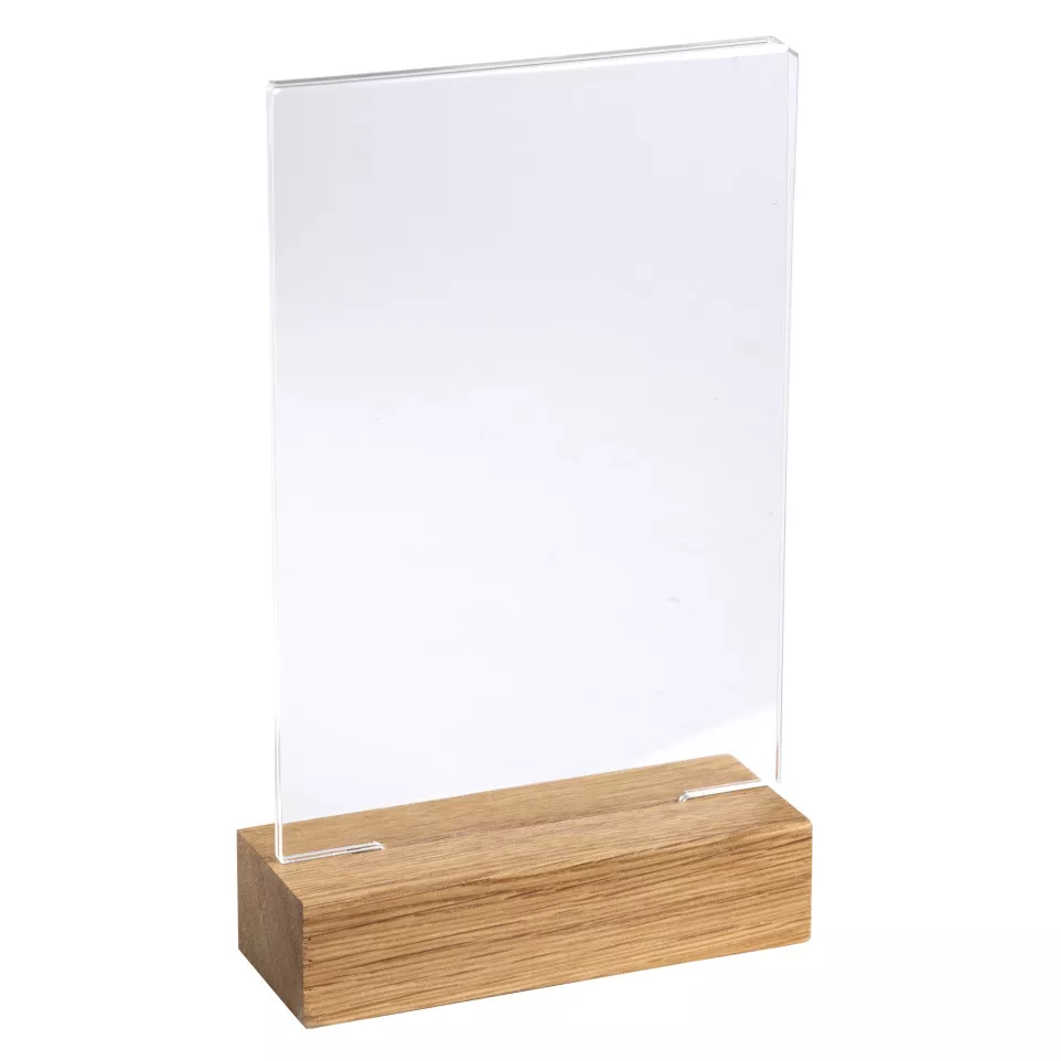 Porte-visuel avec socle en bois...