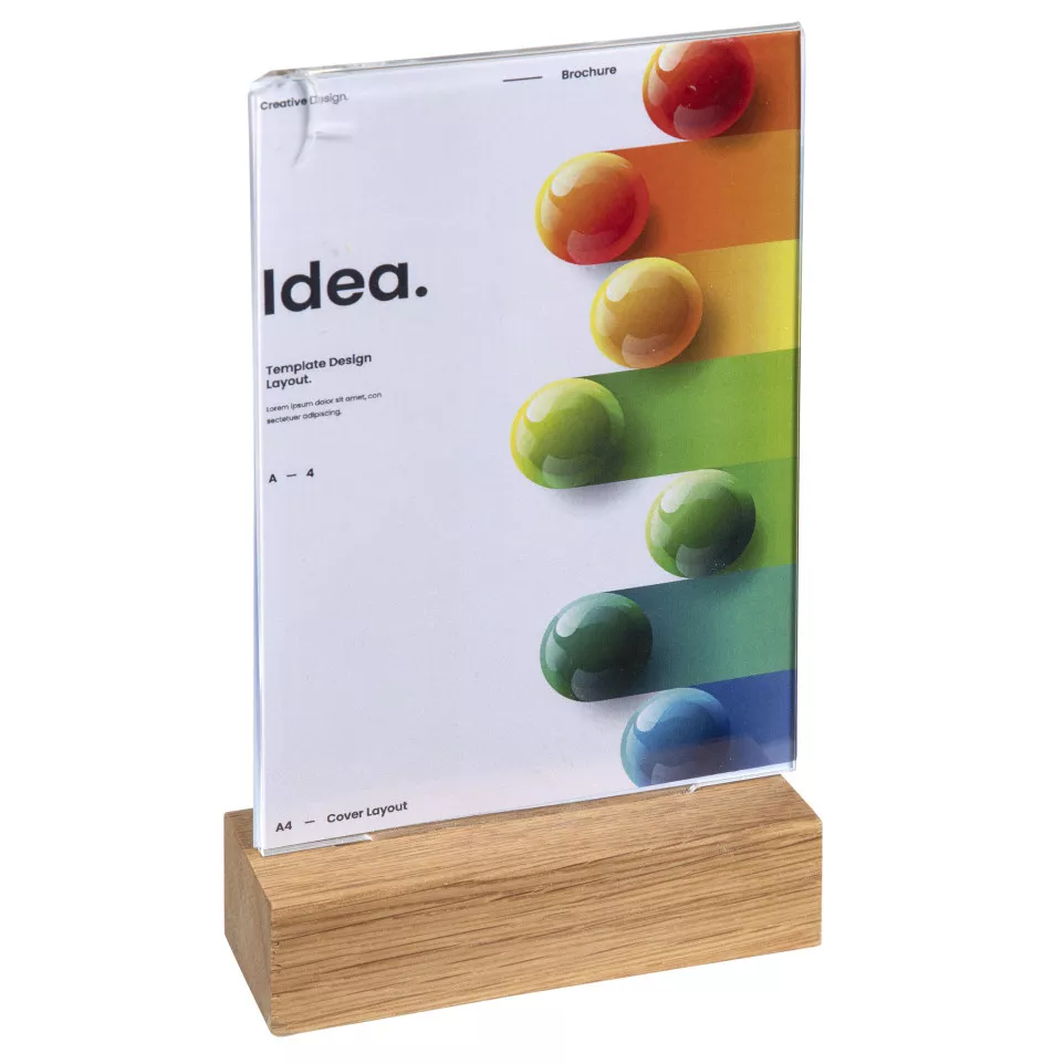 Stand up sign holder w.wood base A6...