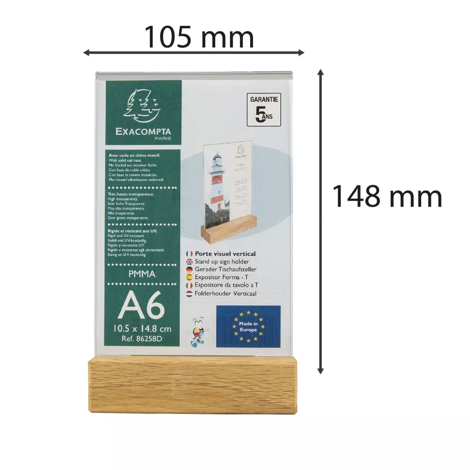 Porte-visuel avec socle en bois...