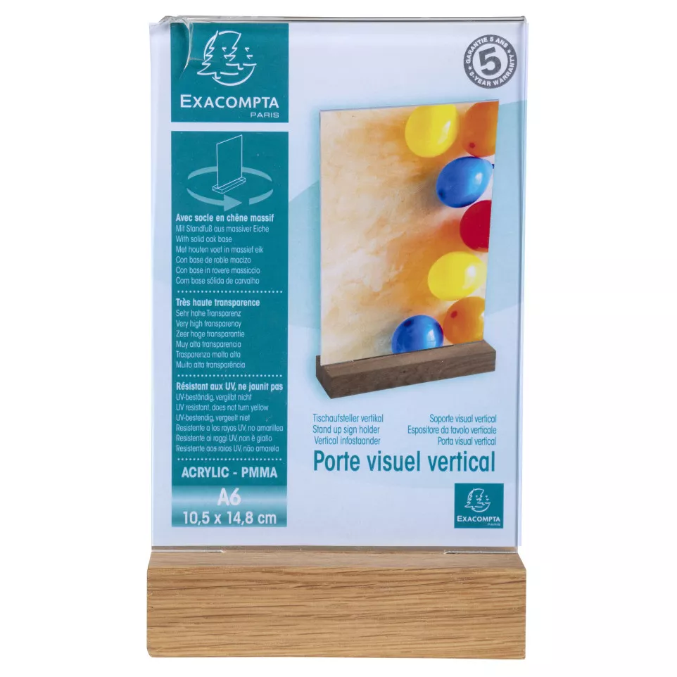 Stand up sign holder w.wood base A6...