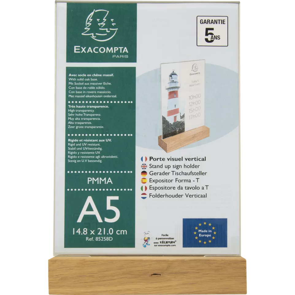 Porte-visuel avec socle en bois...