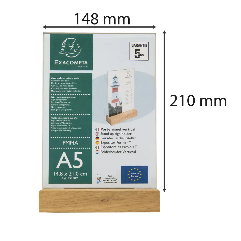 Stand up sign holder w.wood base A5...
