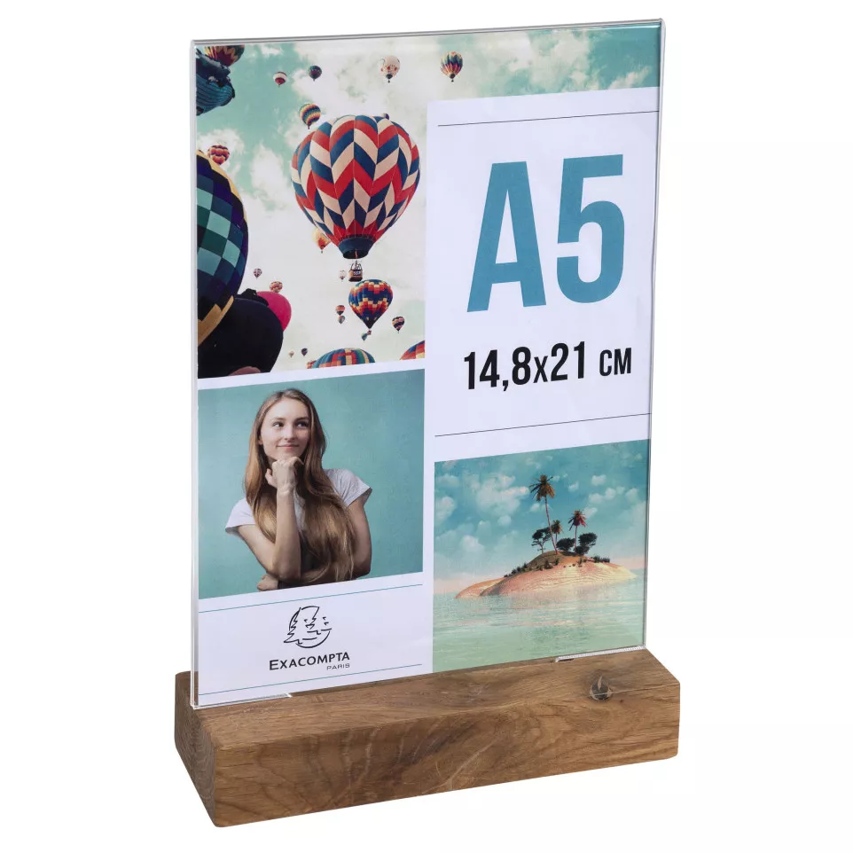 Stand up sign holder w.wood base A5...