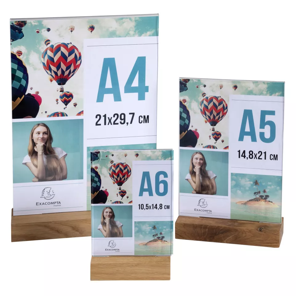 Stand up sign holder w.wood base A5...