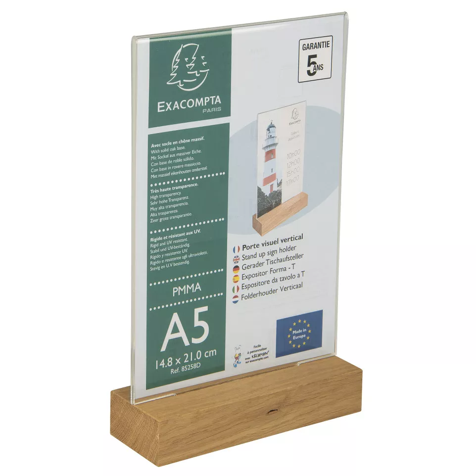 Porte-visuel avec socle en bois...