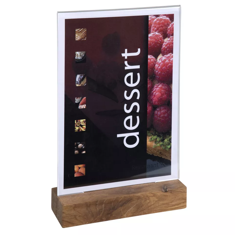 Stand up sign holder w.wood base A5...