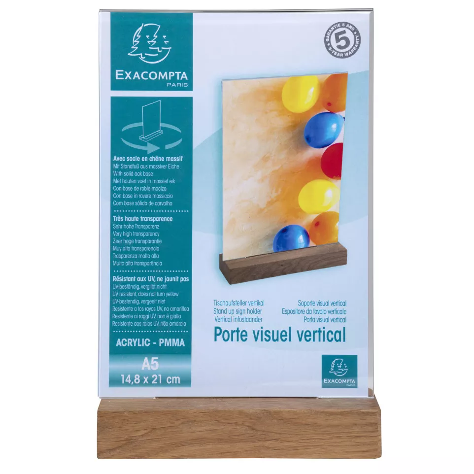 Porte-visuel avec socle en bois...