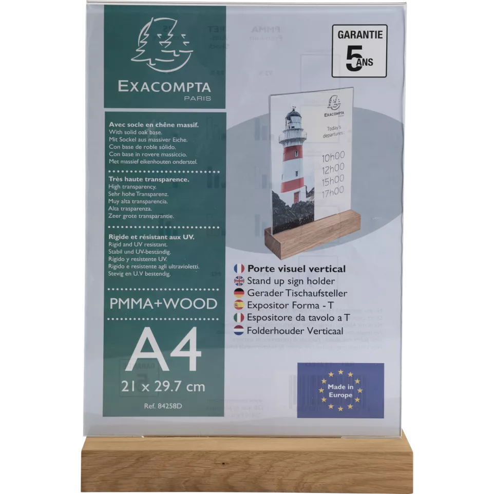 Stand up sign holder w.wood base A4...